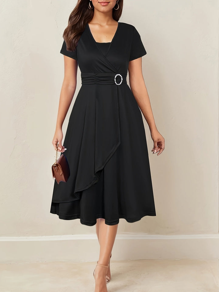 Herbstliches Hochzeitsgast Maxikleid in Schwarz