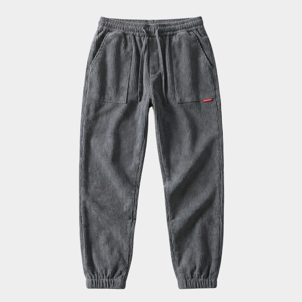 Herren Baggy Jogger mit Rippen-Textur in Grau