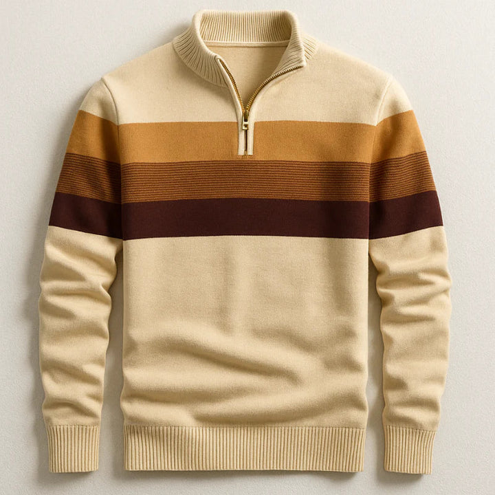 Herren Baumwoll Pullover mit Reißverschluss in Braun