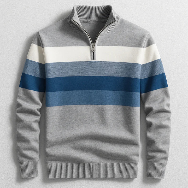 Herren Baumwoll Pullover mit Reißverschluss in Grau