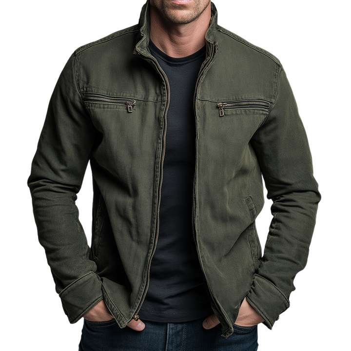 Herren Baumwoll Übergangsjacke für Herbst in Army Green