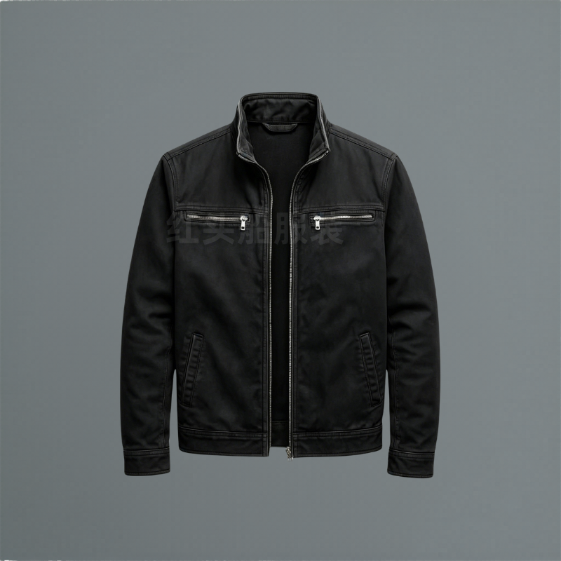 Herren Baumwoll Übergangsjacke für Herbst in Schwarz