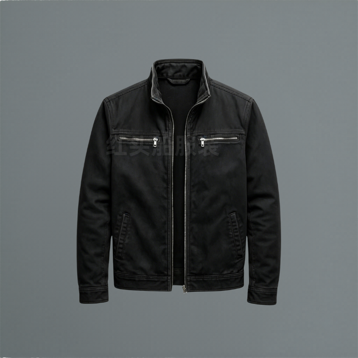 Herren Baumwoll Übergangsjacke für Herbst in Schwarz