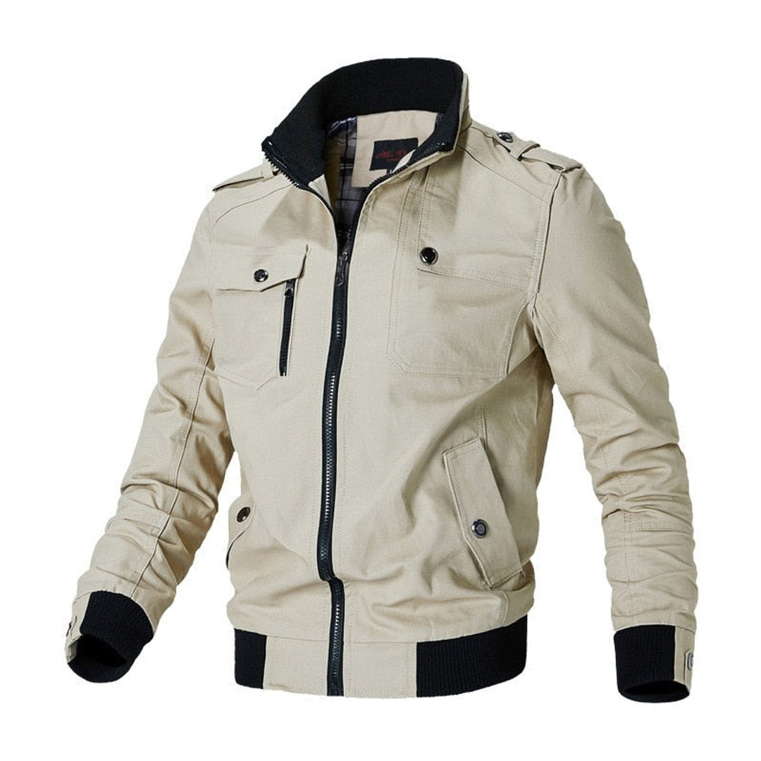Herren Bomberjacke für Herbst mit Reißverschluss in Khaki