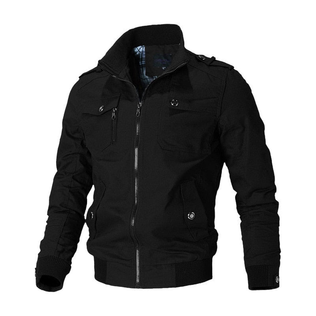 Herren Bomberjacke für Herbst mit Reißverschluss in Schwarz
