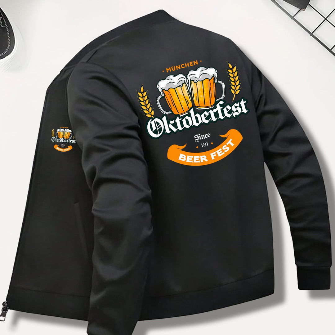 Herren Bomberjacke zum Oktoberfest im Herbst in Schwarz