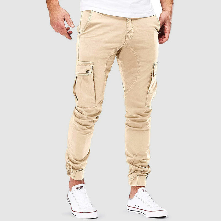 Herren Cargo-Hose im modernen Jogger-Stil für Outdoor in Beige