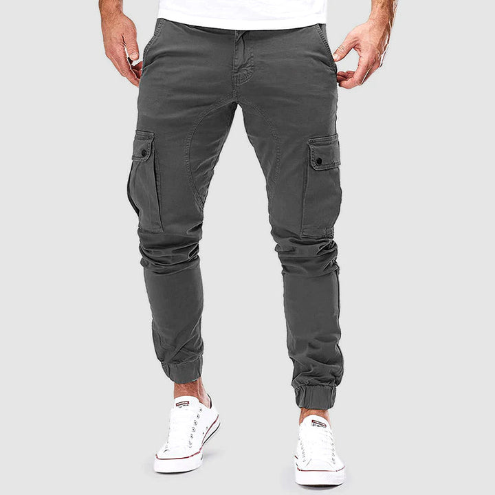 Herren Cargo-Hose im modernen Jogger-Stil für Outdoor in Grau