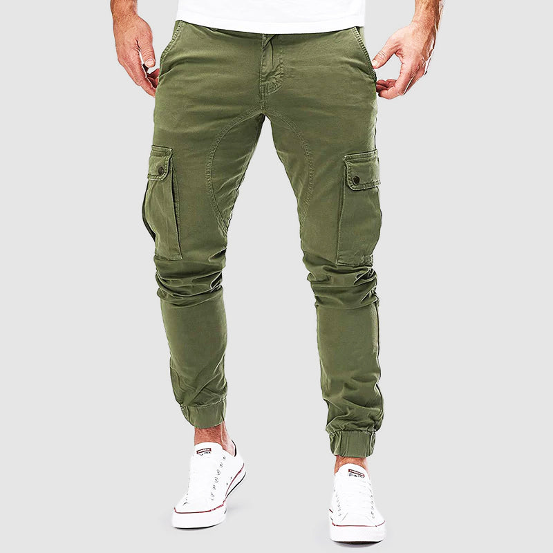 Herren Cargo-Hose im modernen Jogger-Stil für Outdoor in Grün