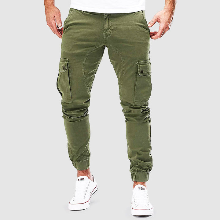 Herren Cargo-Hose im modernen Jogger-Stil für Outdoor in Grün
