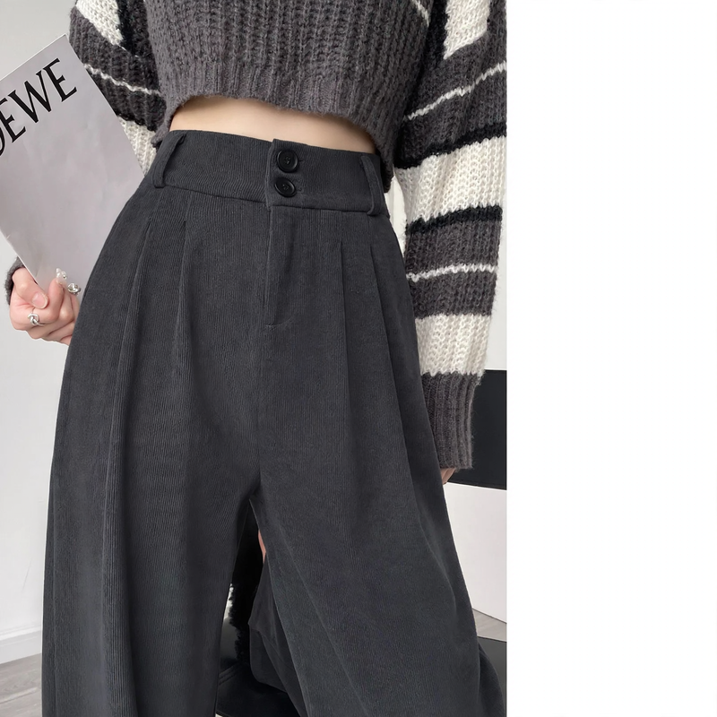 Herren Cargohose aus Chenille mit hohem Bund in Dunkelgrau Tall Herbst