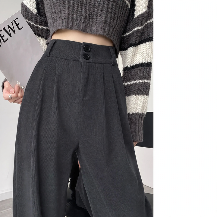 Herren Cargohose aus Chenille mit hohem Bund in Dunkelgrau Tall Herbst
