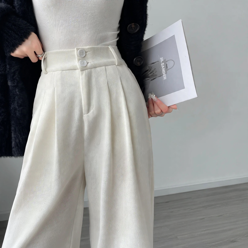 Herren Cargohose aus Chenille mit hohem Bund in Fleece Cream Tall