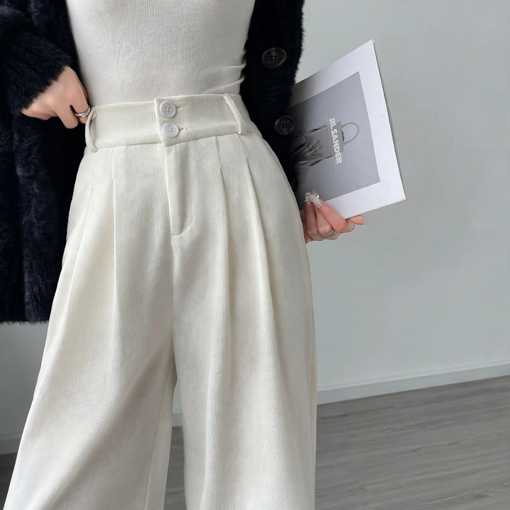 Herren Cargohose aus Chenille mit hohem Bund in Fleece Cream Tall
