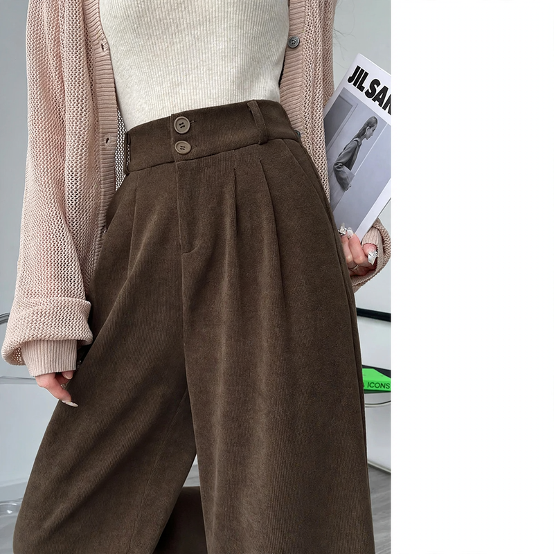 Herren Cargohose aus Chenille mit hohem Bund in Lammfell Dunkelbraun Tall
