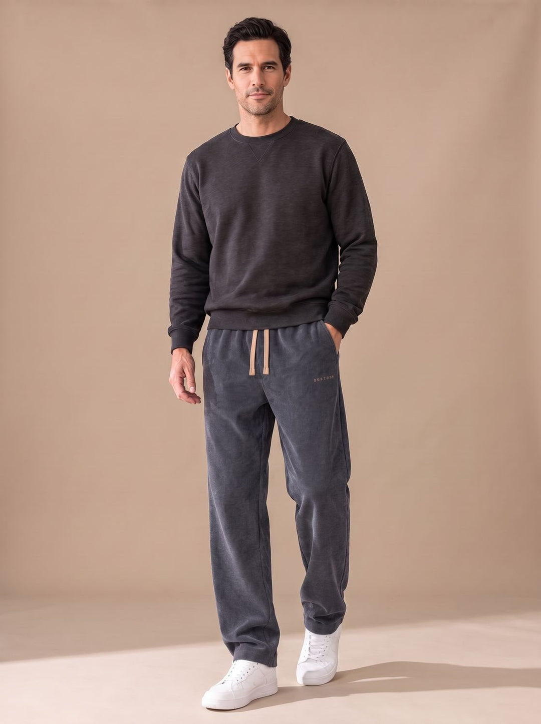 Herren Cargohose aus Kord mit Relaxed-Fit Kordelzug in Grau