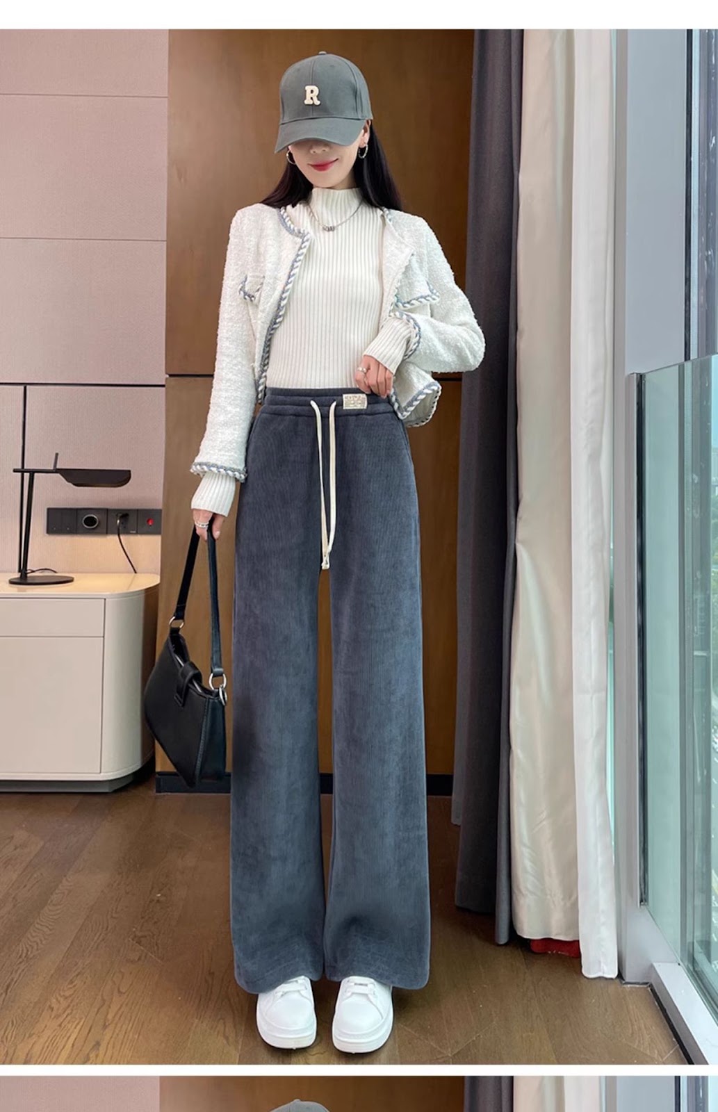 Herren Cargohose mit breitem Schnitt und Taschen in Grau Frühling Herbst mit Taschen