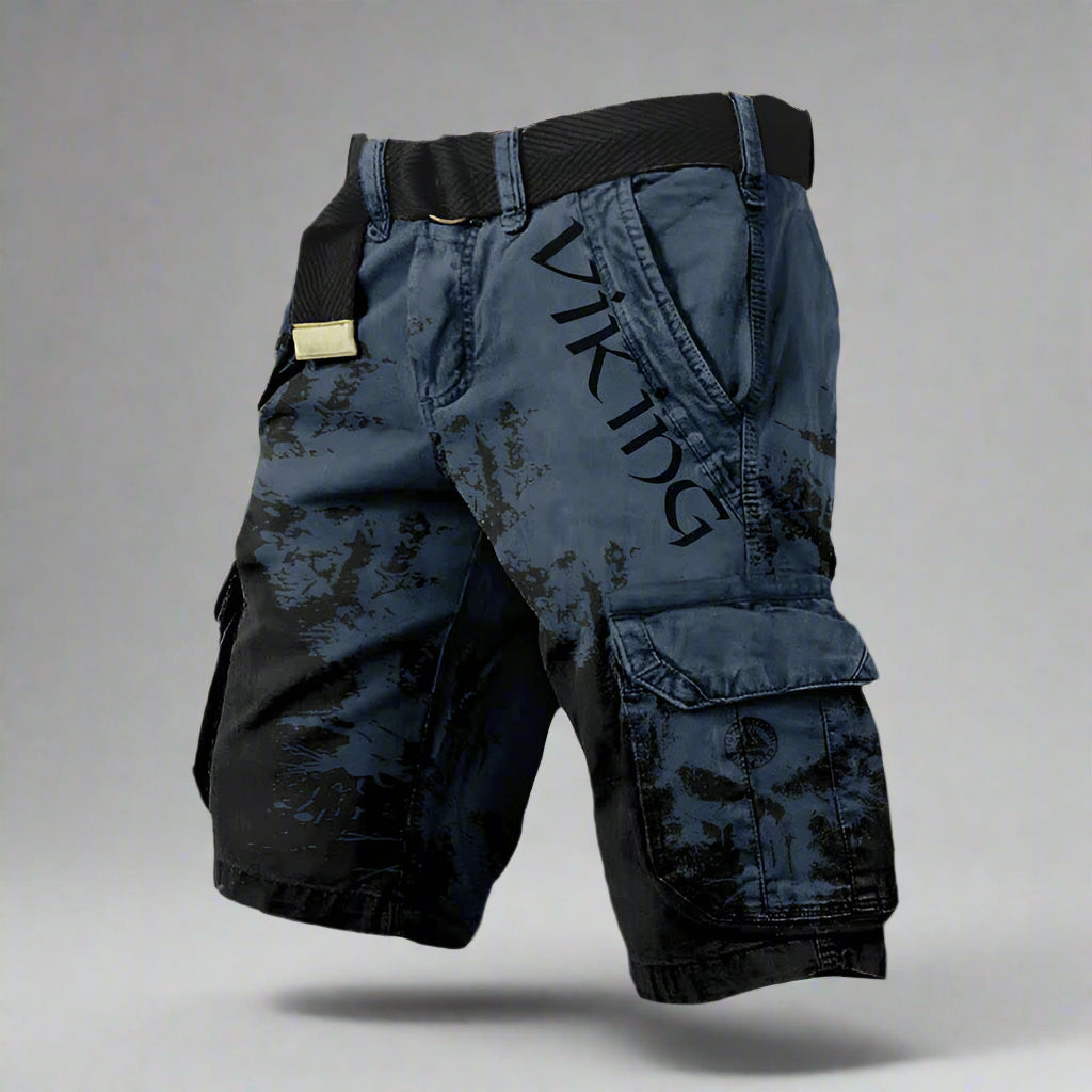Herren Cargohose mit praktischen Taschen für Outdoor in Blau Schwarz