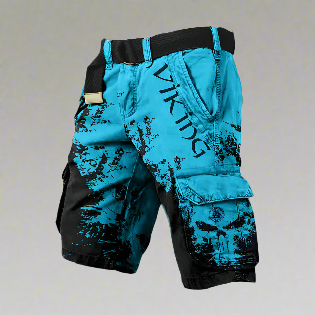 Herren Cargohose mit praktischen Taschen für Outdoor in Cyan Schwarz