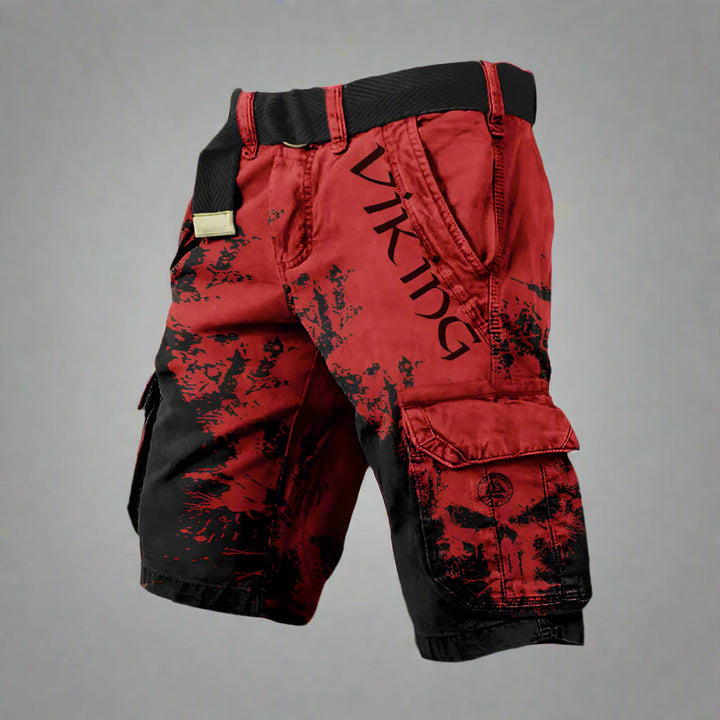 Herren Cargohose mit praktischen Taschen für Outdoor in Rot Schwarz