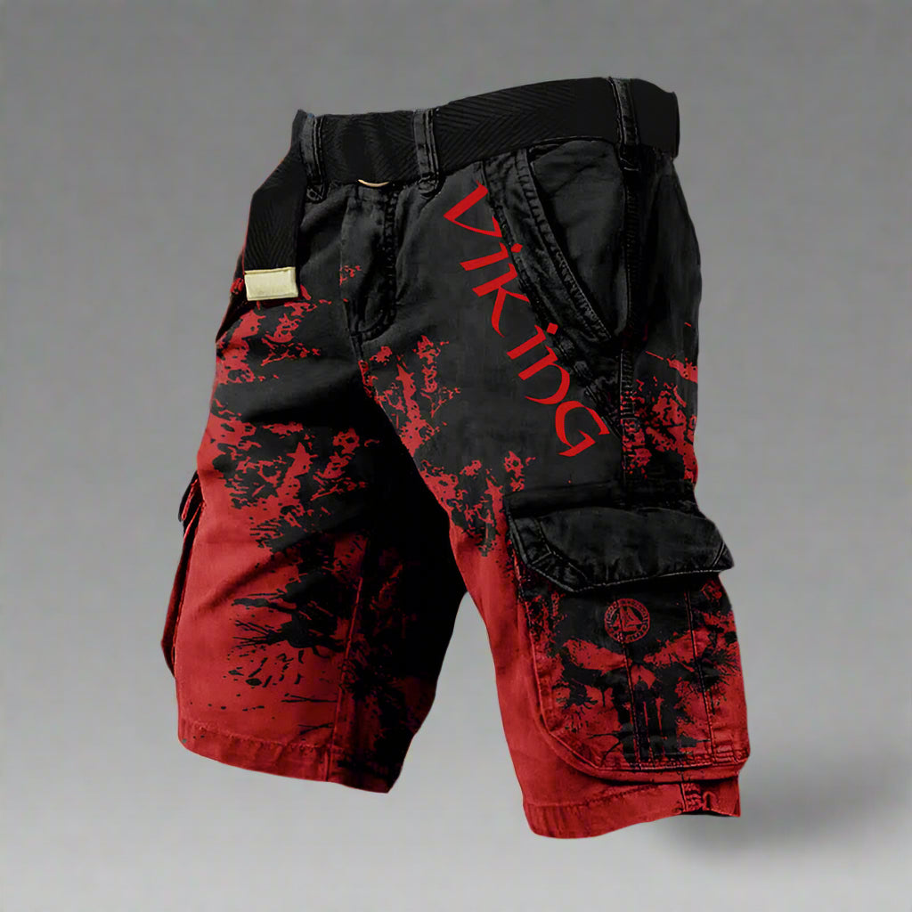 Herren Cargohose mit praktischen Taschen für Outdoor in Schwarz Rot