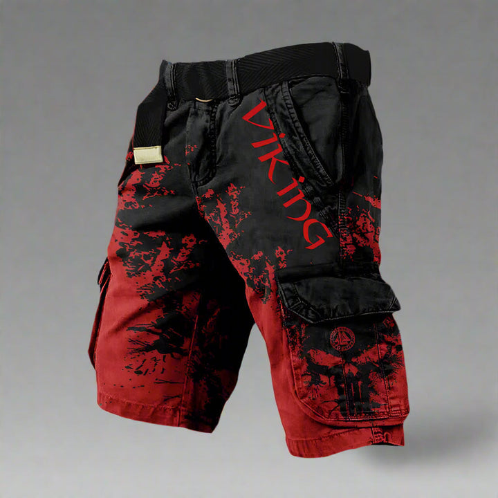 Herren Cargohose mit praktischen Taschen für Outdoor in Schwarz Rot
