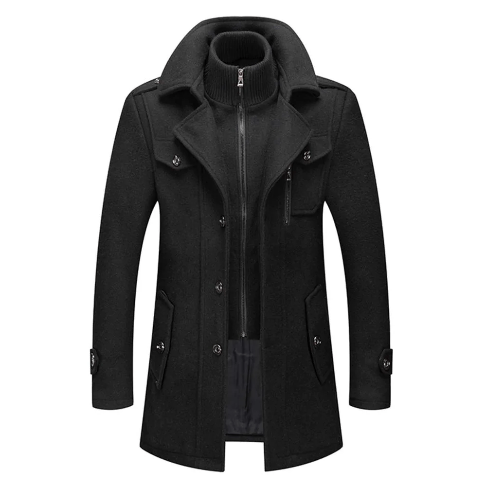 Herren Elegante Wollmischung-Jacke für Herbst in Schwarz