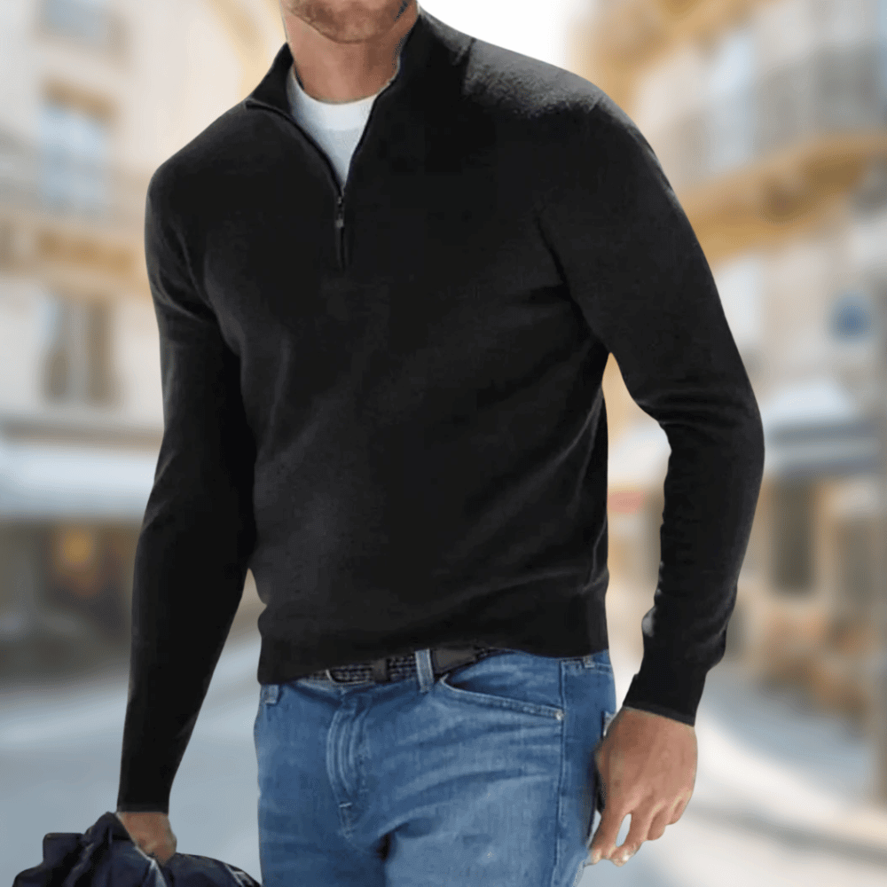 Herren Eleganter Leichter Pullover für den Herbst in Schwarz