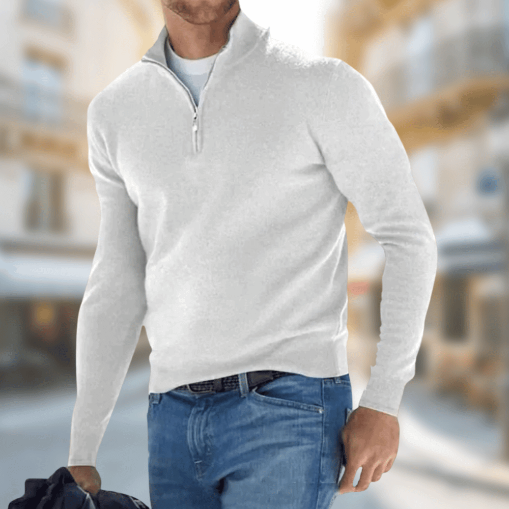 Herren Eleganter Leichter Pullover für den Herbst in Weiß