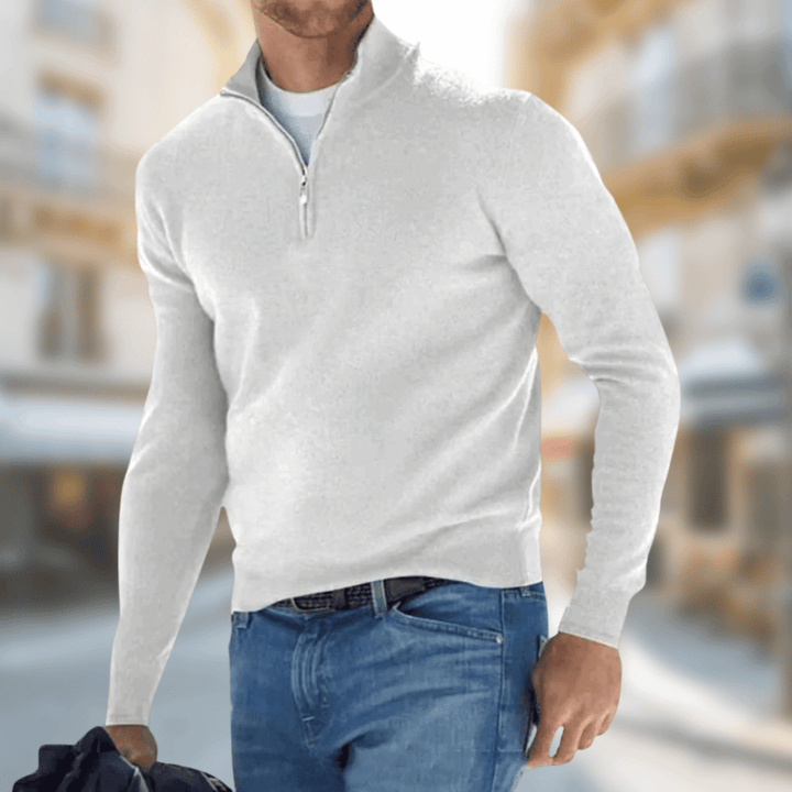 Herren Eleganter Leichter Pullover für den Herbst in Weiß