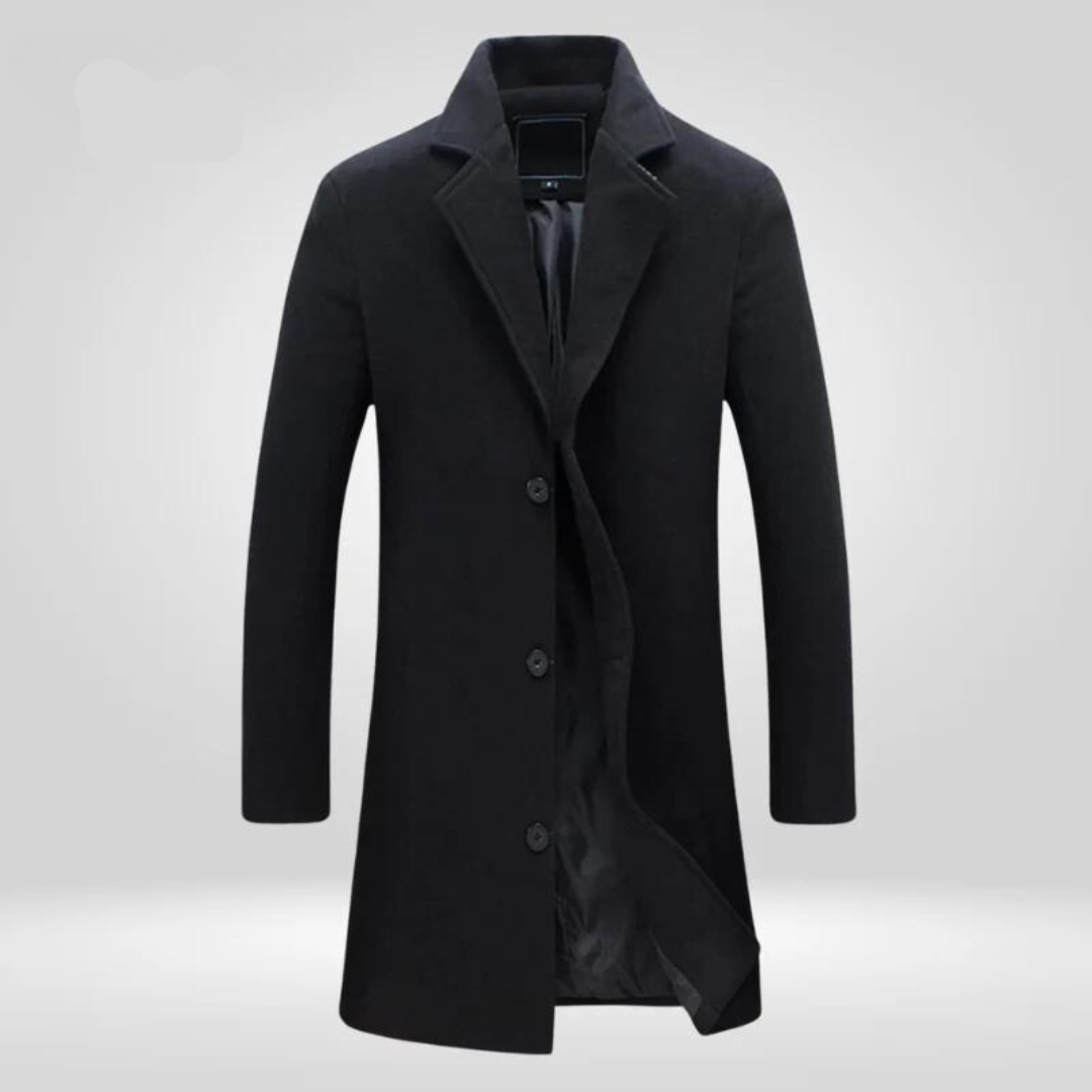 Herren eleganter Mantel zeitlos für Herbst in Schwarz