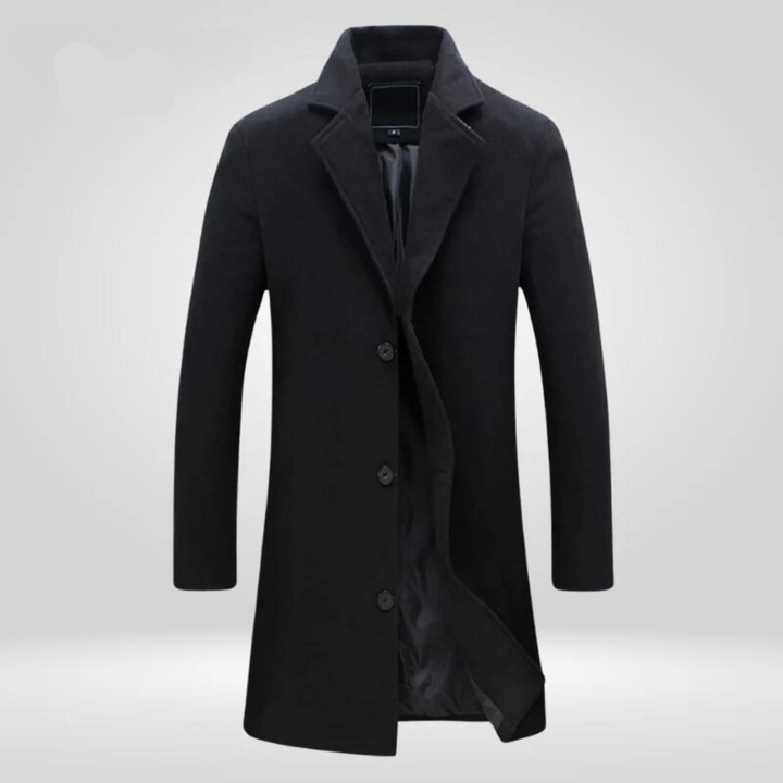 Herren eleganter Mantel zeitlos für Herbst in Schwarz