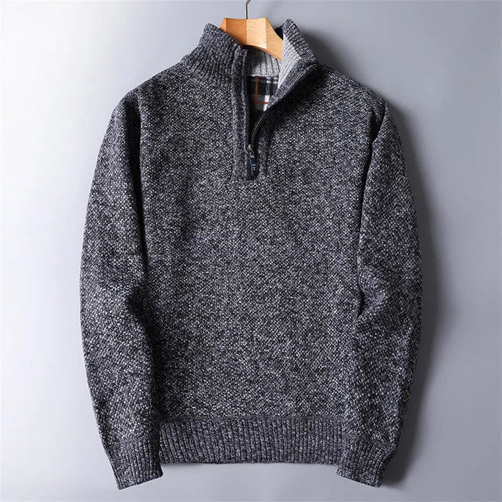 Herren Fleece Pullover im Slim-Fit in Grau