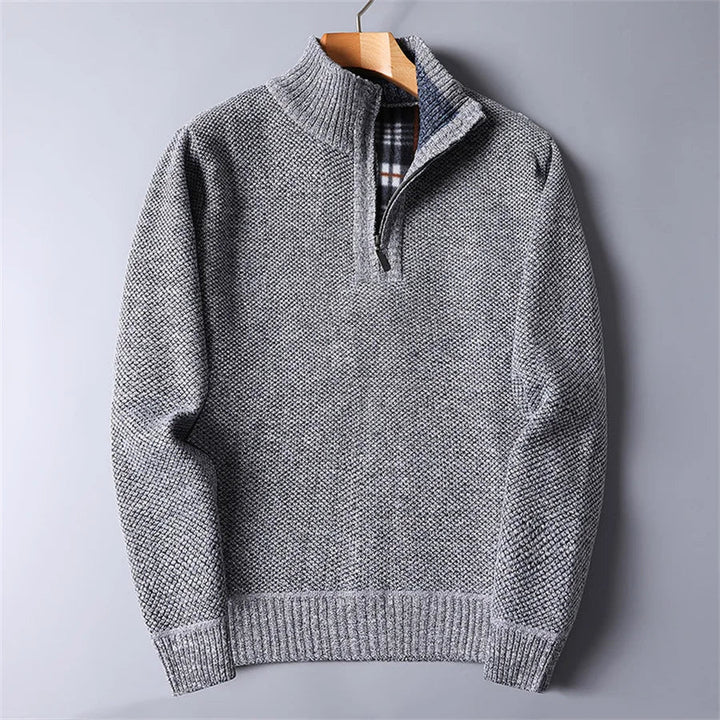 Herren Fleece Pullover im Slim-Fit in Hellgrau