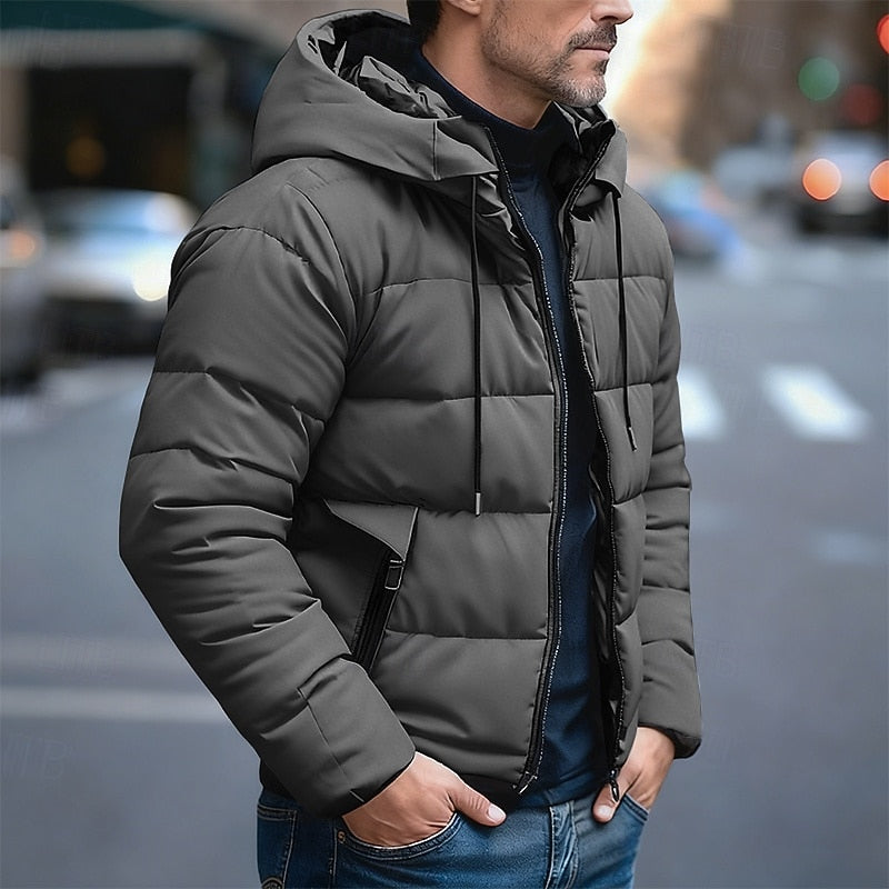 Herren Jacke mit Kapuze für Herbst in Dunkelgrau