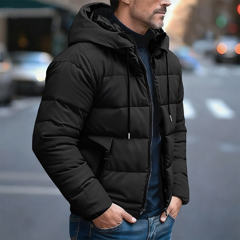 Herren Jacke mit Kapuze für Herbst in Schwarz