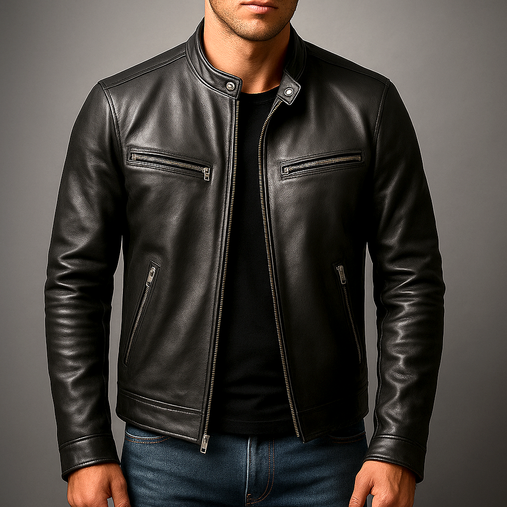 Herren Jacke mit Ledernähten im Blazer-Schnitt (6)