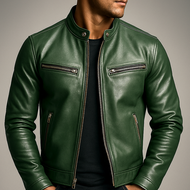 Herren Jacke mit Ledernähten im Blazer-Schnitt (7)