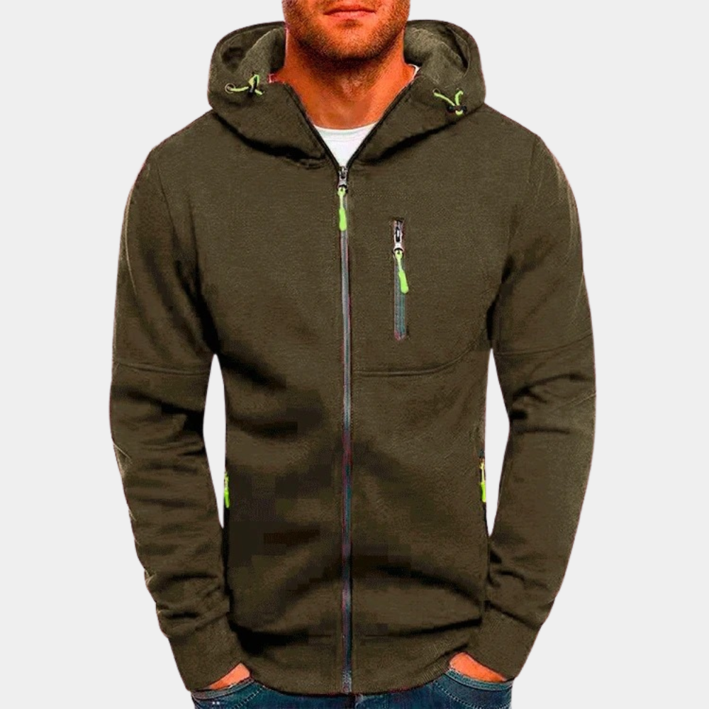 Herren Jacke mit Reißverschluss für Herbst in Olivgrün