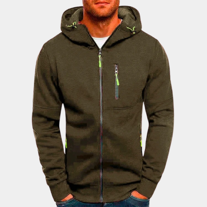 Herren Jacke mit Reißverschluss für Herbst in Olivgrün