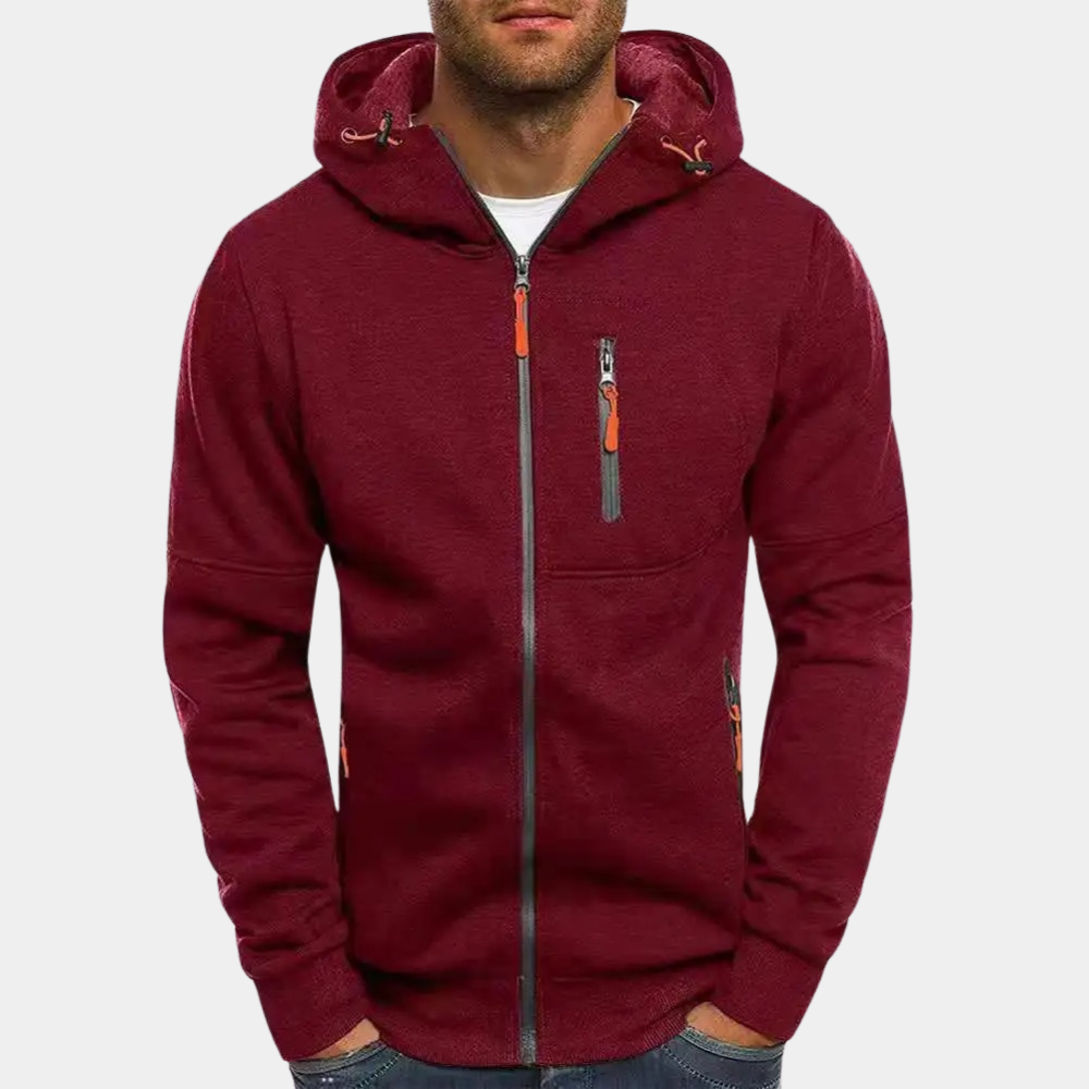 Herren Jacke mit Reißverschluss für Herbst in Rot