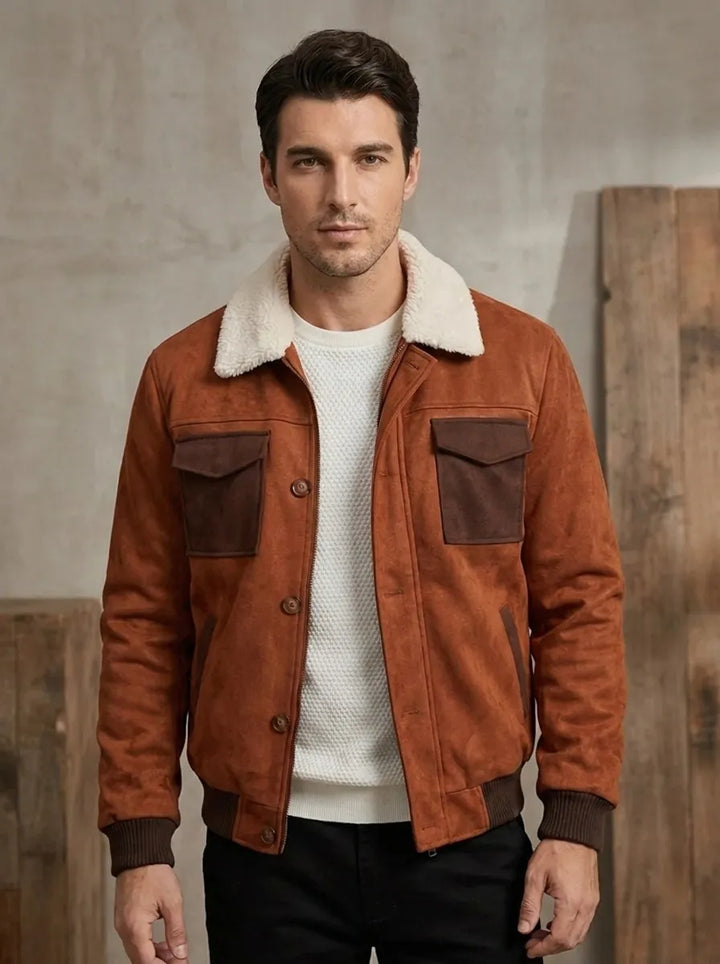 Herren Jacke mit Sherpa-Fütterung im Vintage-Stil