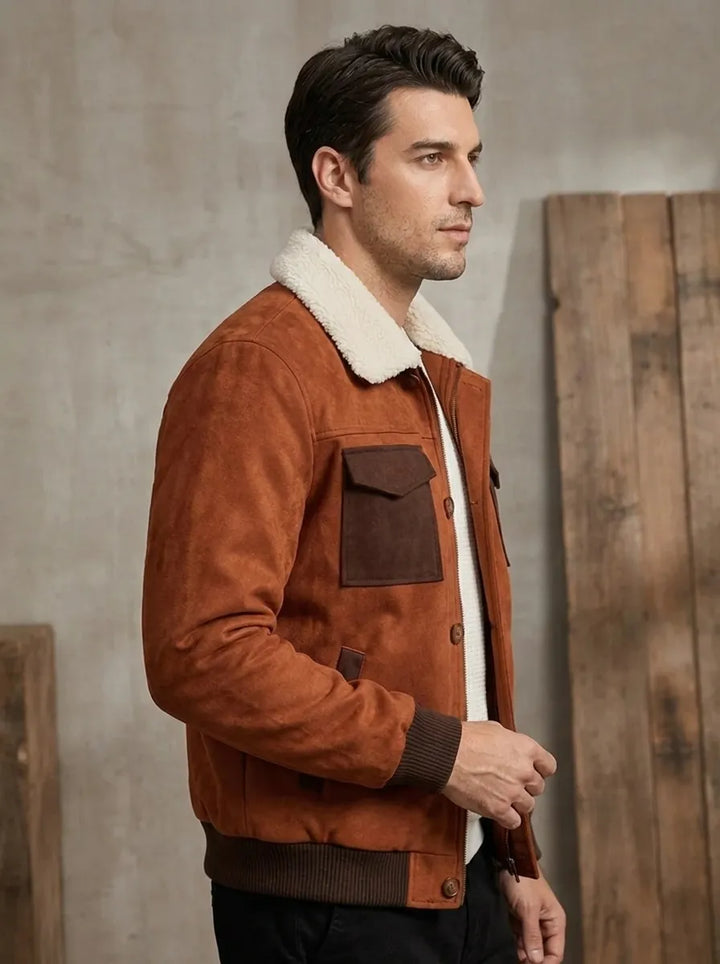 Herren Jacke mit Sherpa-Fütterung im Vintage-Stil (2)