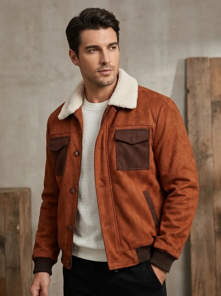 Herren Jacke mit Sherpa-Fütterung im Vintage-Stil (3)