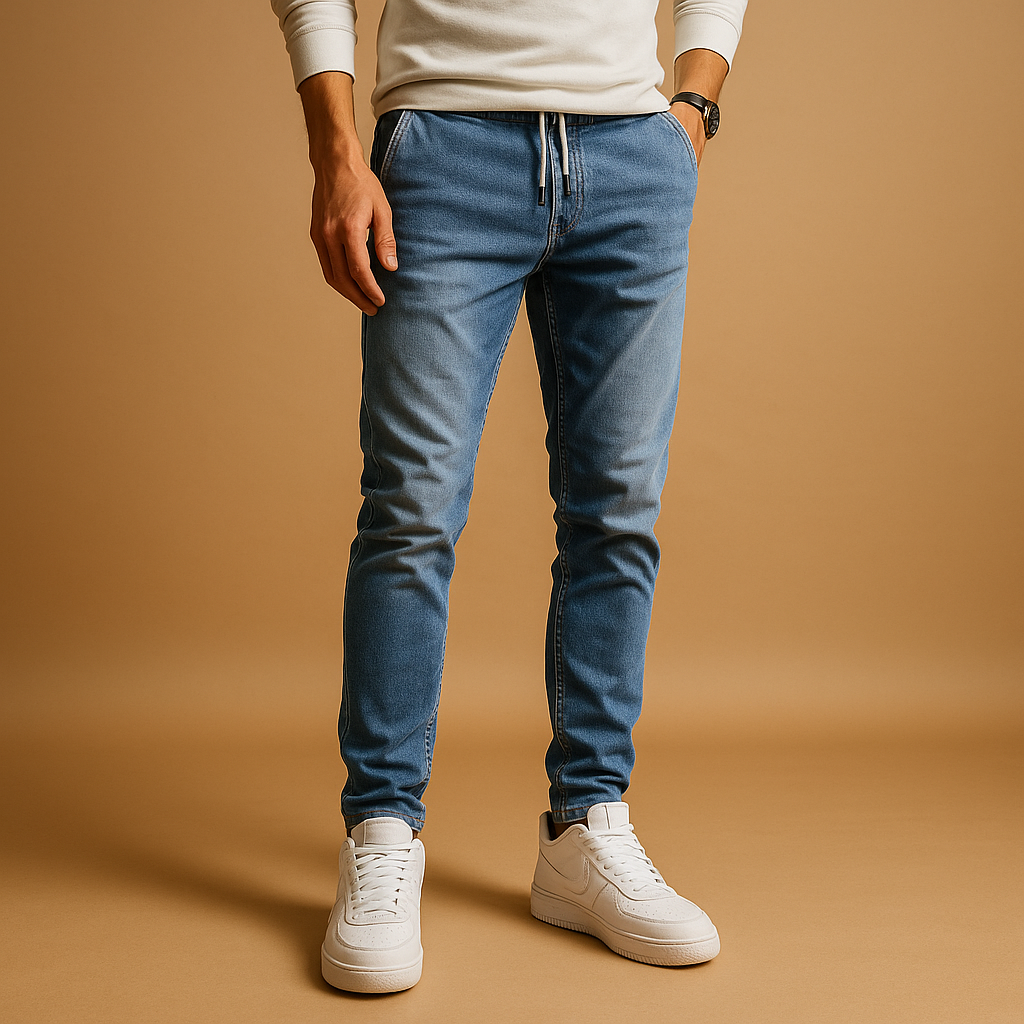 Herren Jeans aus Stretch-Denim im Slim-Fit in Blau