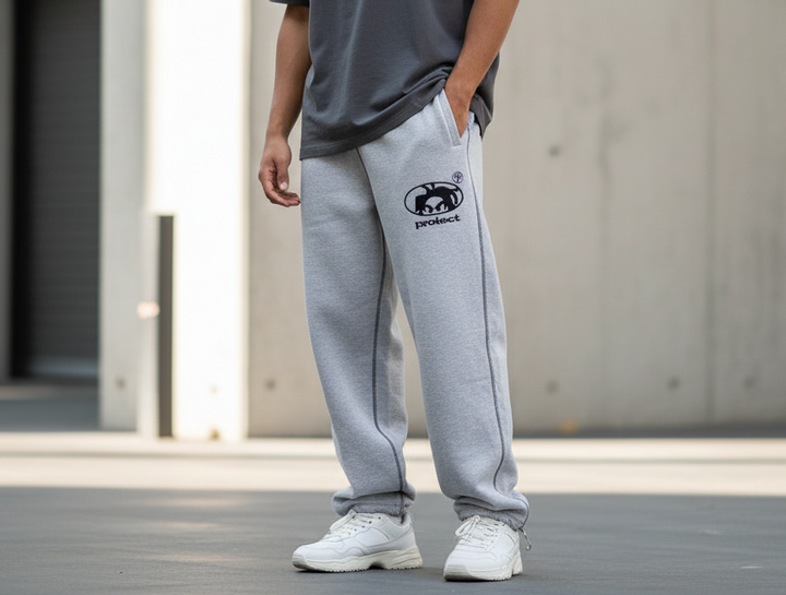 Herren Jogginghose im Baggy Y2K Retro-Stil in Grau