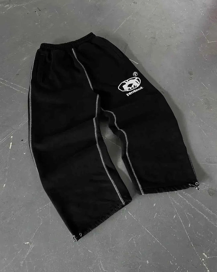 Herren Jogginghose im Baggy Y2K Retro-Stil in Schwarz