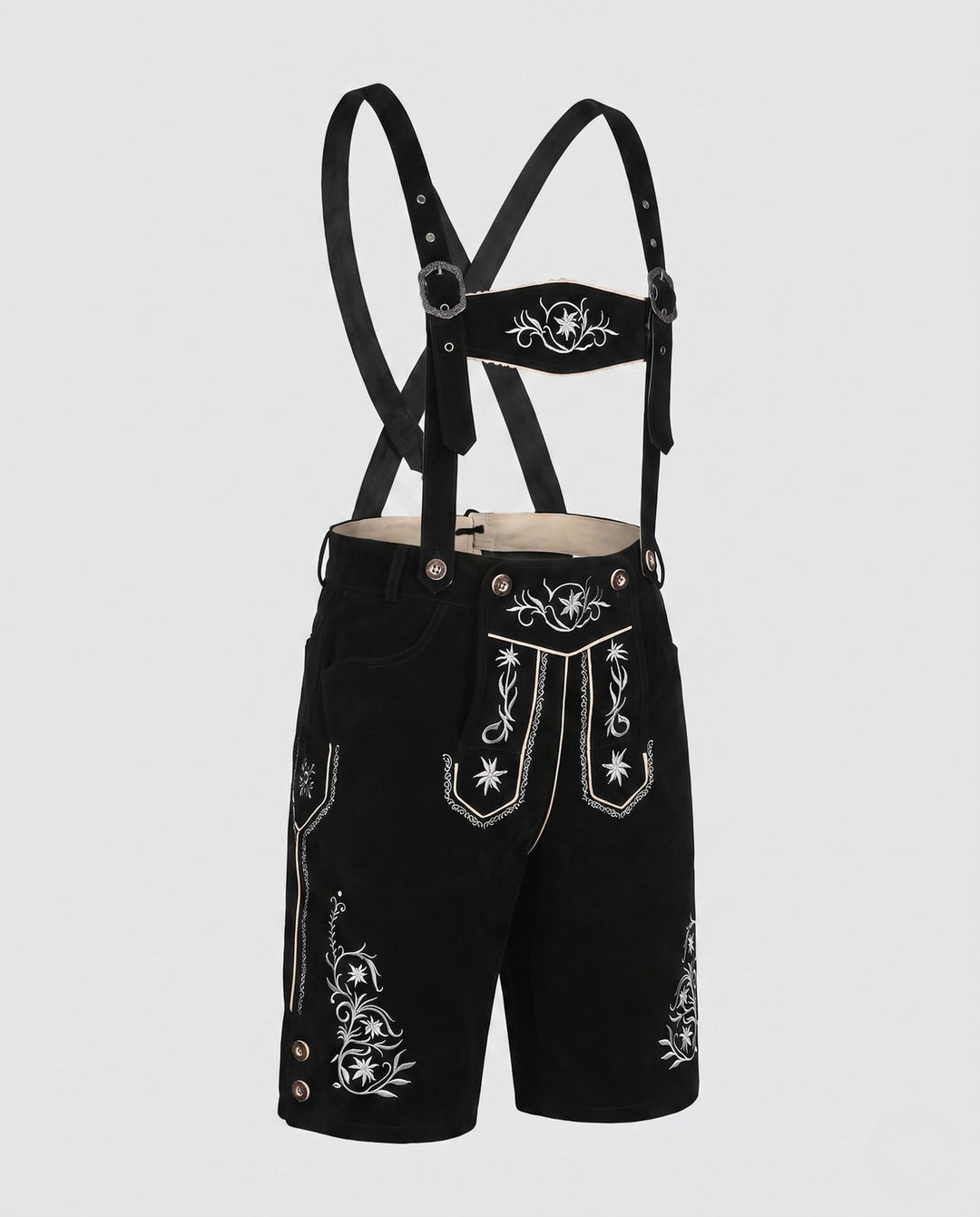 Herren Klassische Lederhose zum Oktoberfest in Schwarz
