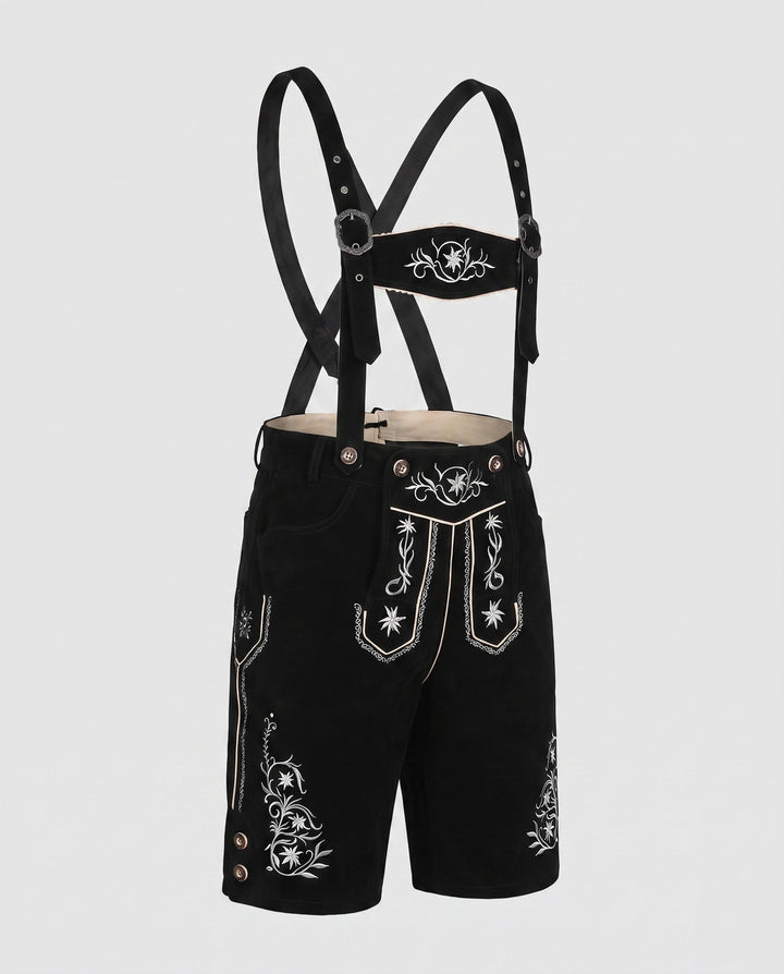 Herren Klassische Lederhose zum Oktoberfest in Schwarz