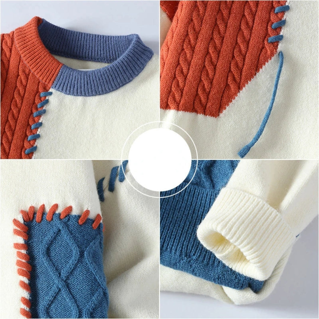 Herren Kunstvoller Patchwork Pullover für Herbst (7)